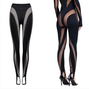 Mugler X H&M Mesh-paneled Stirrup Leggings black - US2